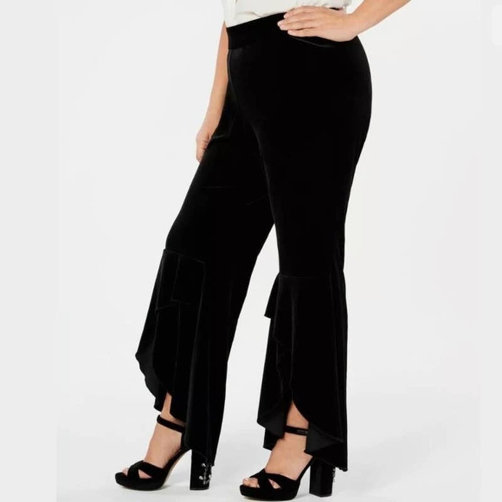 INC Bell Bottom Stretch Velvet Pull On Pants - Picture 5 of 9